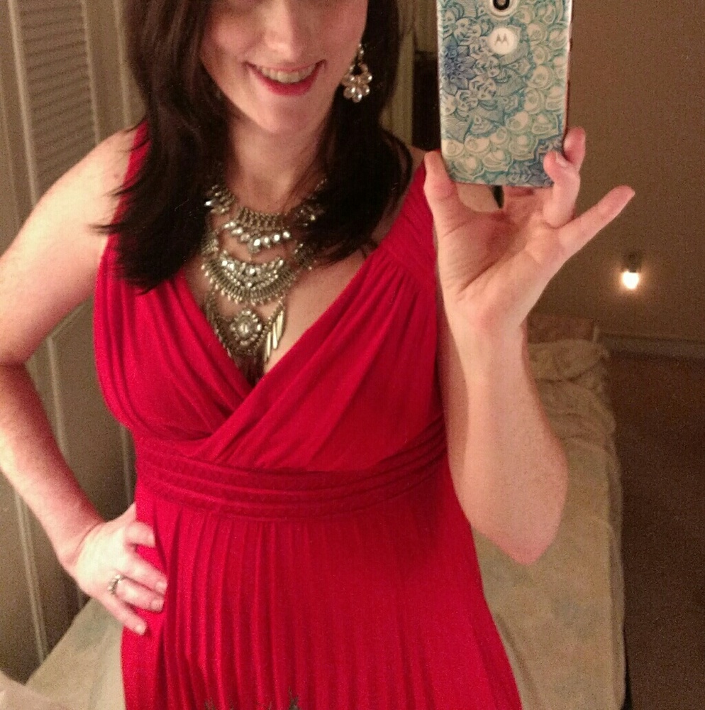 Suzi Chin/Maggy Boutique Red Pleated Dress - Picture 4 of 7
